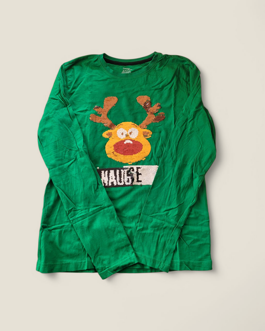 GEORGE NAUGHTY/NICE REVERSIBLE SEQUIN TOP 14/16Y PRE-LOVED
