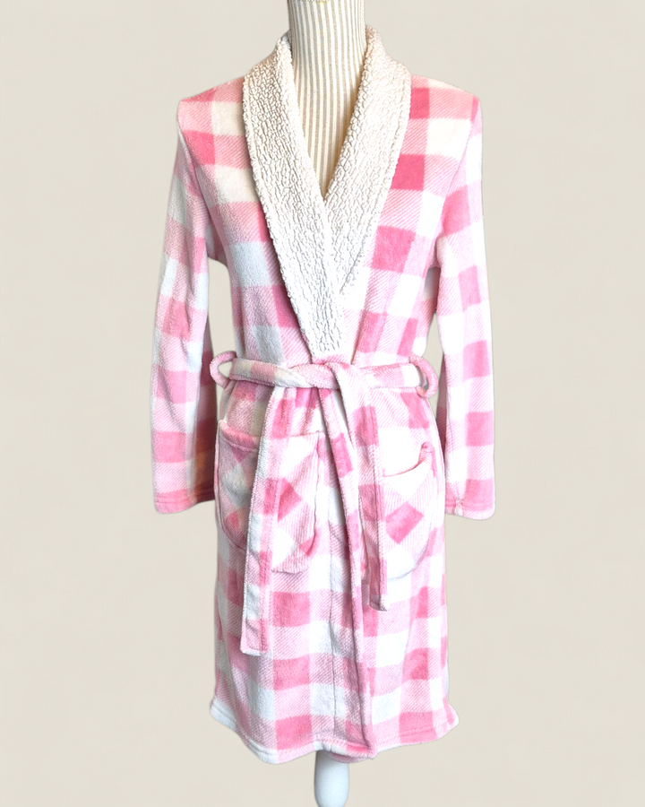 Pre-Loved Ardene Pink Plaid Housecoat Ladies XS | Betty’s Marketplace