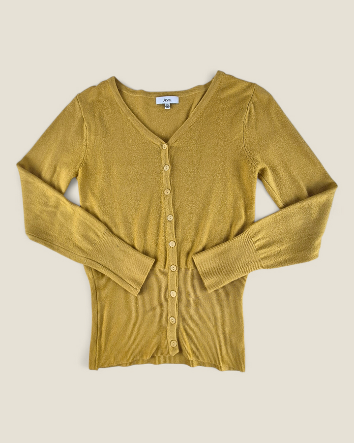 Pre-Loved Ava Mustard Cardigan Sweater Ladies XS | Betty’s Marketplace