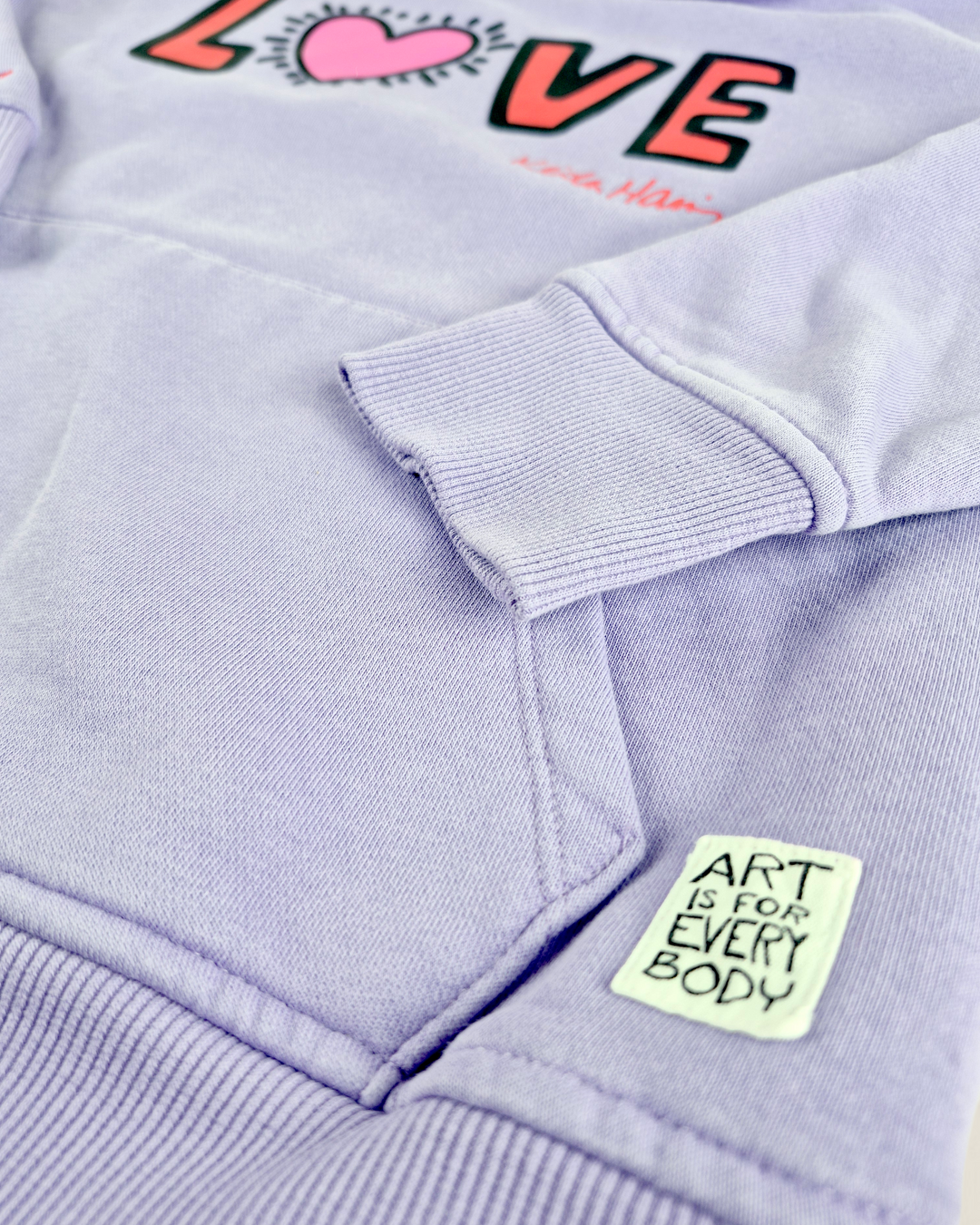 Pre-Loved Keith Haring Purple "Love" Hoodie Girls 7-8Y | Betty’s Marketplace