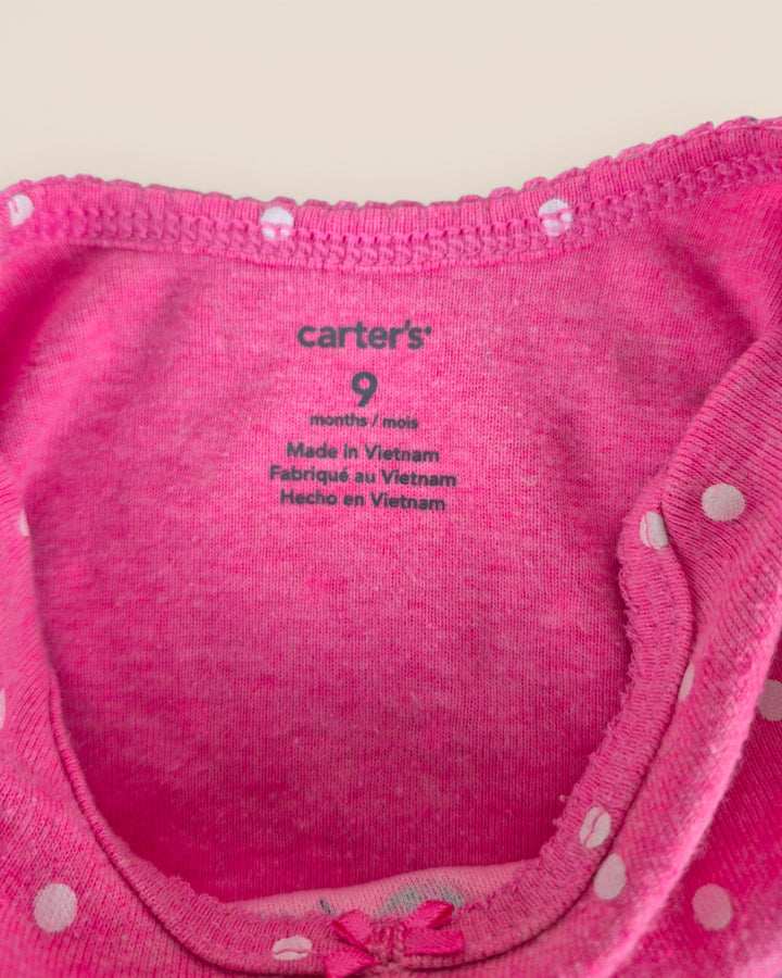 Pre-Loved Carter's Pink Polka Dot Butterfly Onesie Girls 9M | Betty’s Marketplace