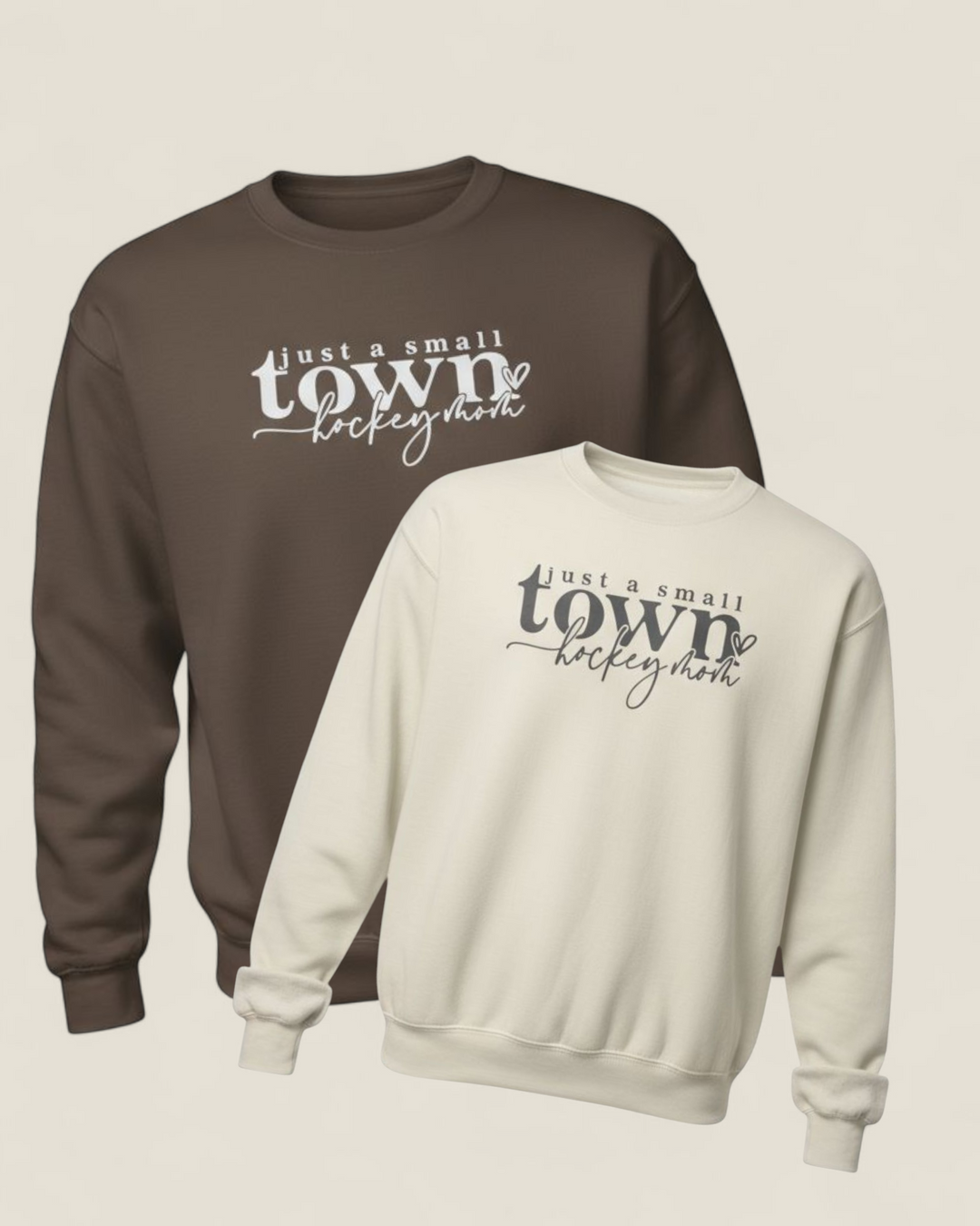 Rebel Lane Apparel Co., Small Town Hockey Mom Crewneck Sweaters