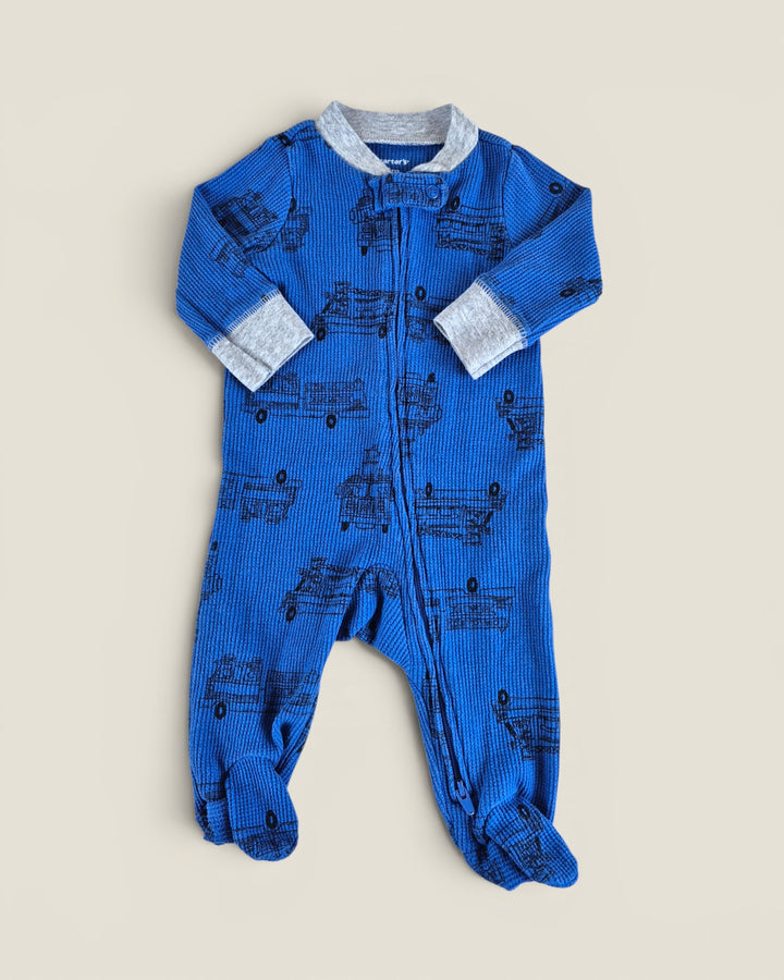 Pre-Loved Carter's Blue Fire Truck Footies Boys 3M | Betty’s Marketplace