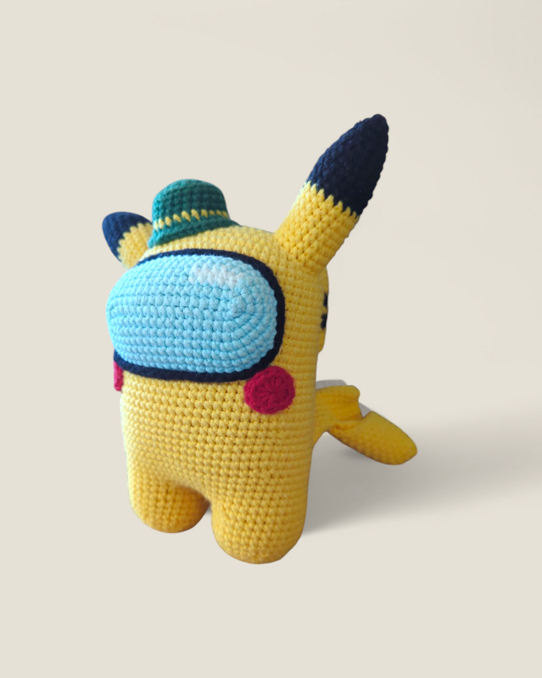 HANDMADE PIKACHU AMONG US CROCHET STUFFED ANIMAL PRE-LOVED