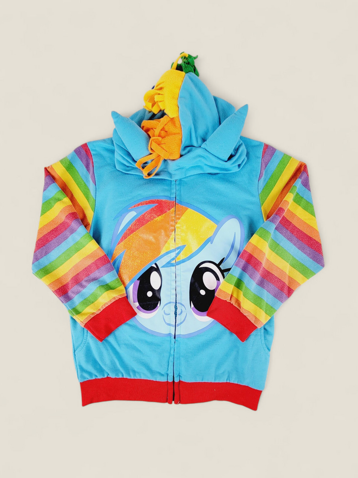 MY LITTLE PONY RAINBOW HOODIE GIRLS APPROX 7-8Y PRE-LOVED
