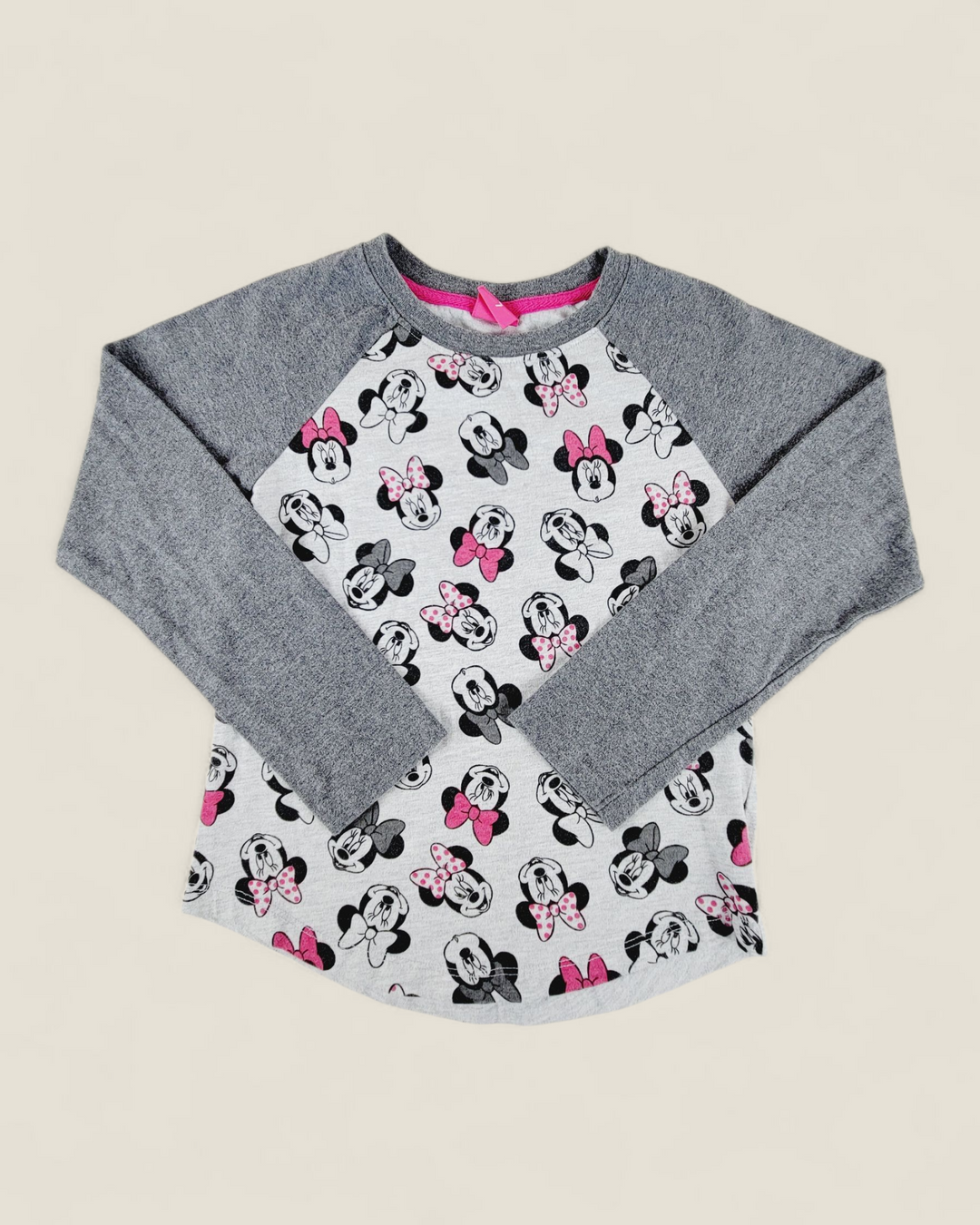 DISNEY MINNIE MOUSE GREY LONG SLEEVE TOP GIRLS 7Y PRE-LOVED