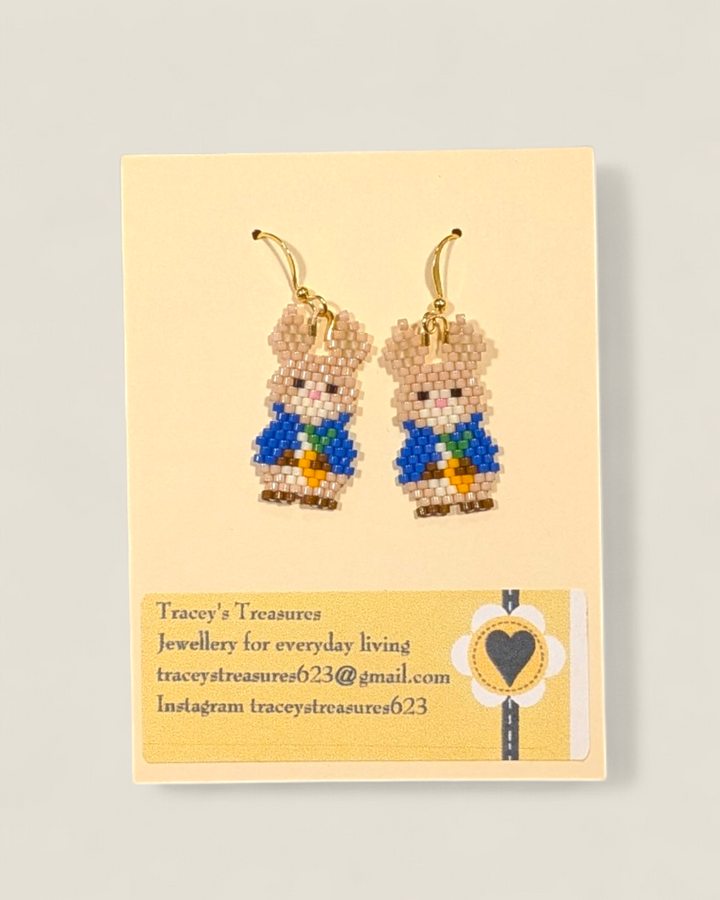 Handmade Easter Beaded Dangle Earrings, Tracey's Treasures