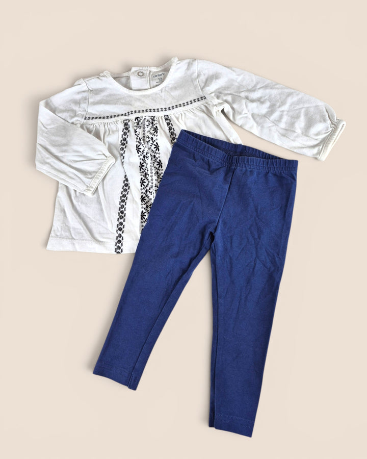 Pre-Loved Carter's White & Navy Outfit Girls 12M | Betty’s Marketplace