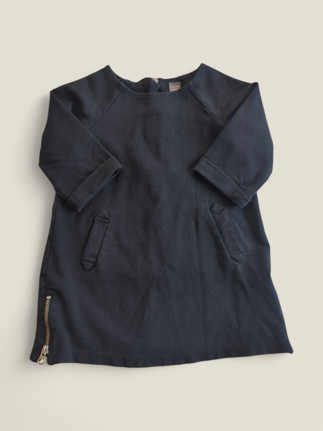 GAP BLACK SWEATER DRESS WITH ZIPPER DETAIL 3Y PRE-LOVED