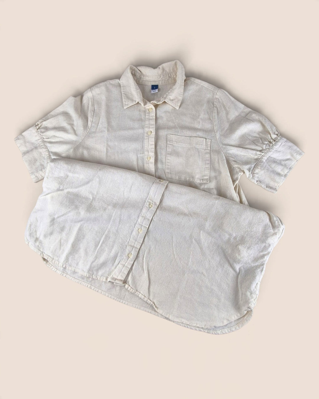 Pre-Loved Old Navy Cream Linen Shirtdress Ladies Large | Betty’s Marketplace