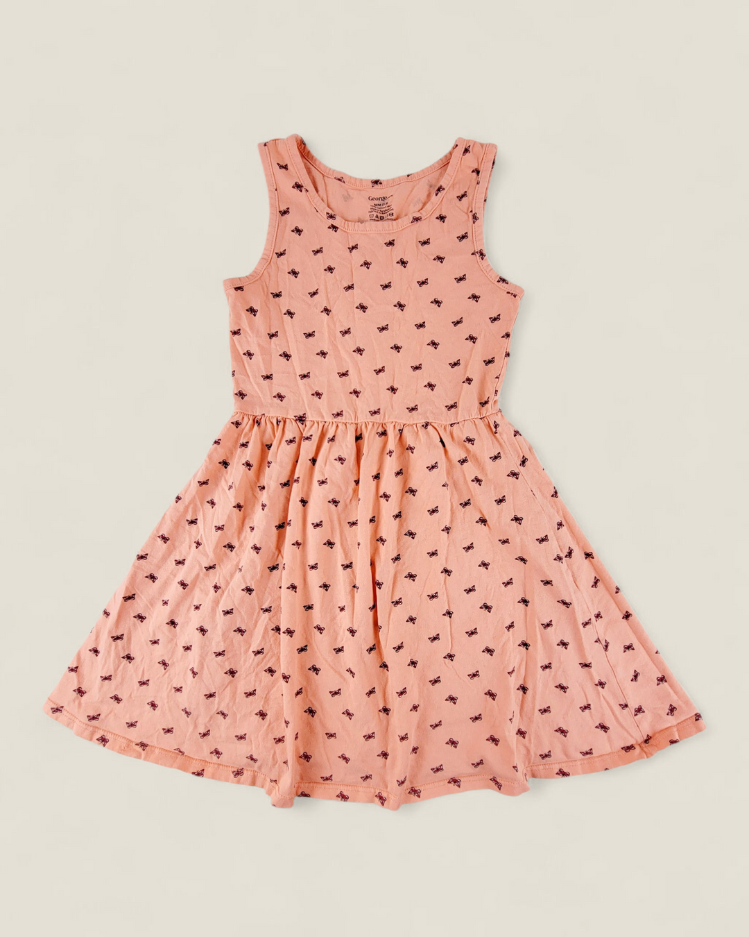 GEORGE CORAL BUTTERFLY DRESS GIRLS 7-8Y PRE-LOVED