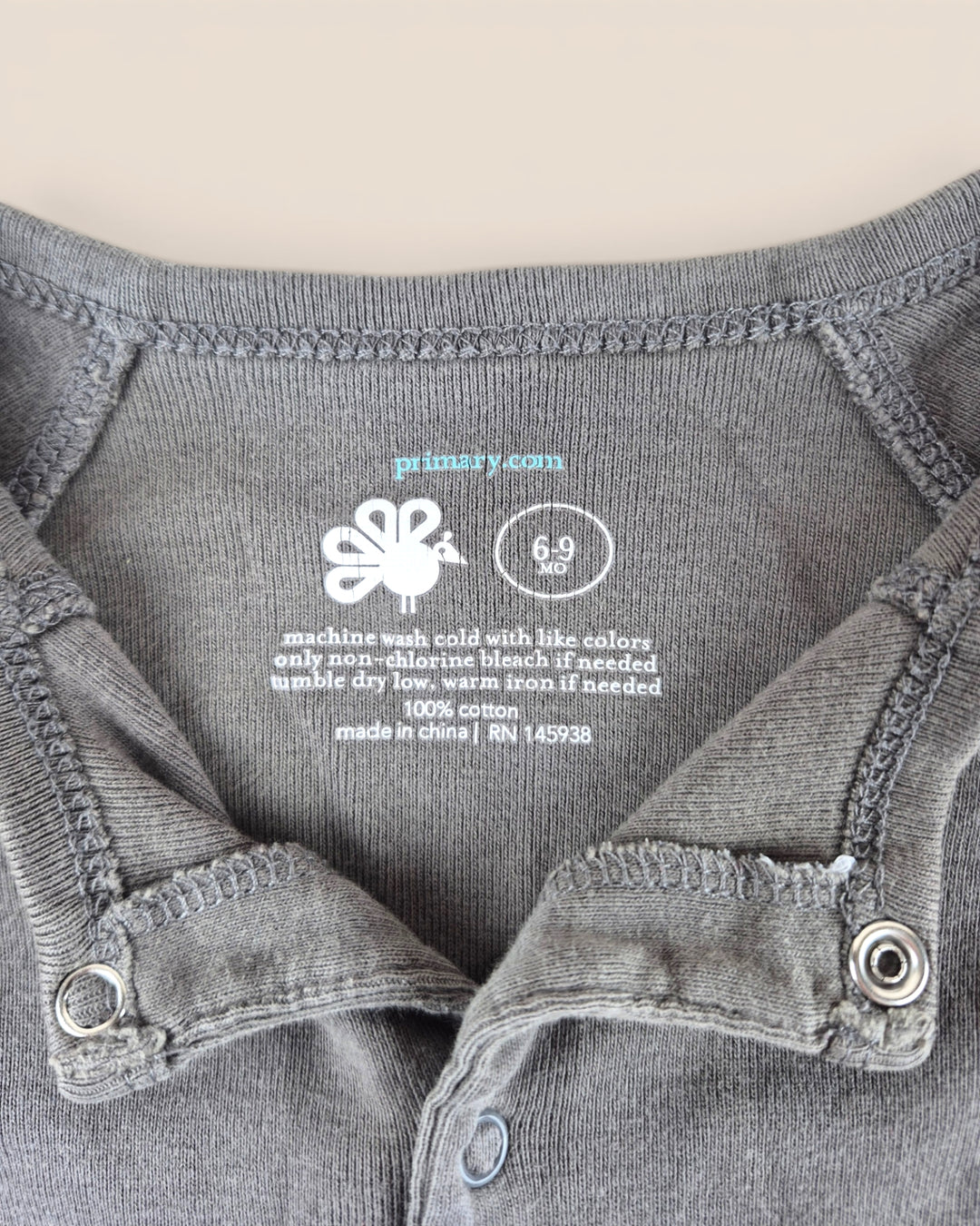 Pre-Loved Primary Grey Footies 6-9M | Betty’s Marketplace