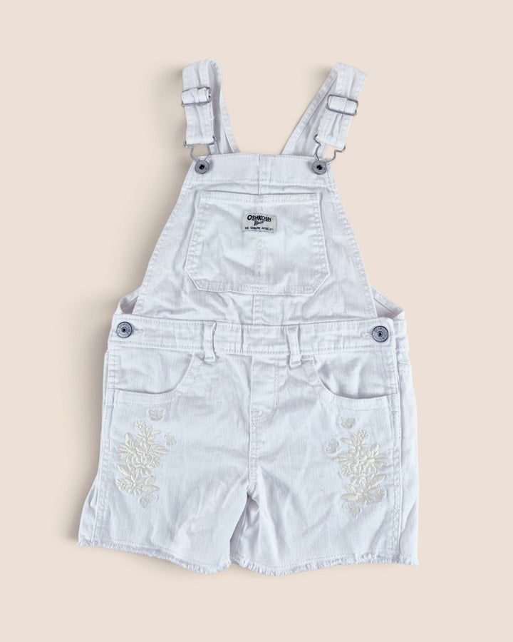 Pre-Loved Oshkosh White Overall Shorts Girls 5Y | Betty’s Marketplace