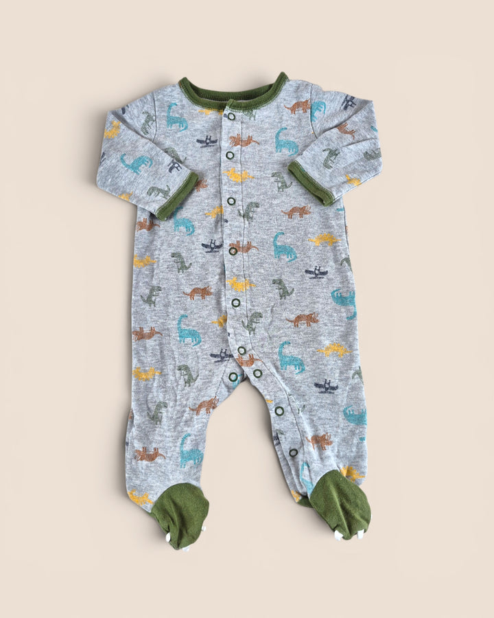 Pre-Loved Carter's Grey Dinosaur Footies 6M | Betty’s Marketplace