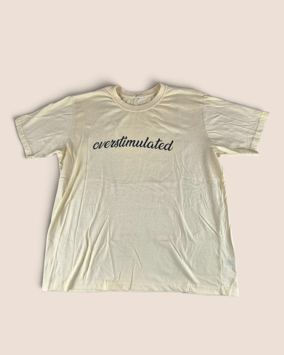 Pre-Loved Ardene "Overstimulated" Yellow T Shirt Ladies XL | Betty’s Marketplace