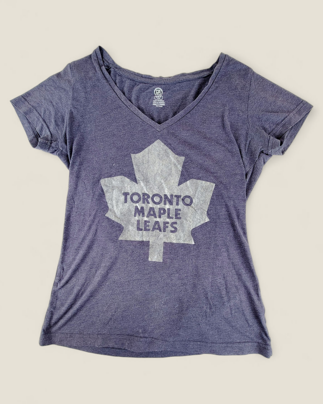 NHL TORONTO MAPLE LEAFS V NECK TEE LADIES MEDIUM PRE-LOVED