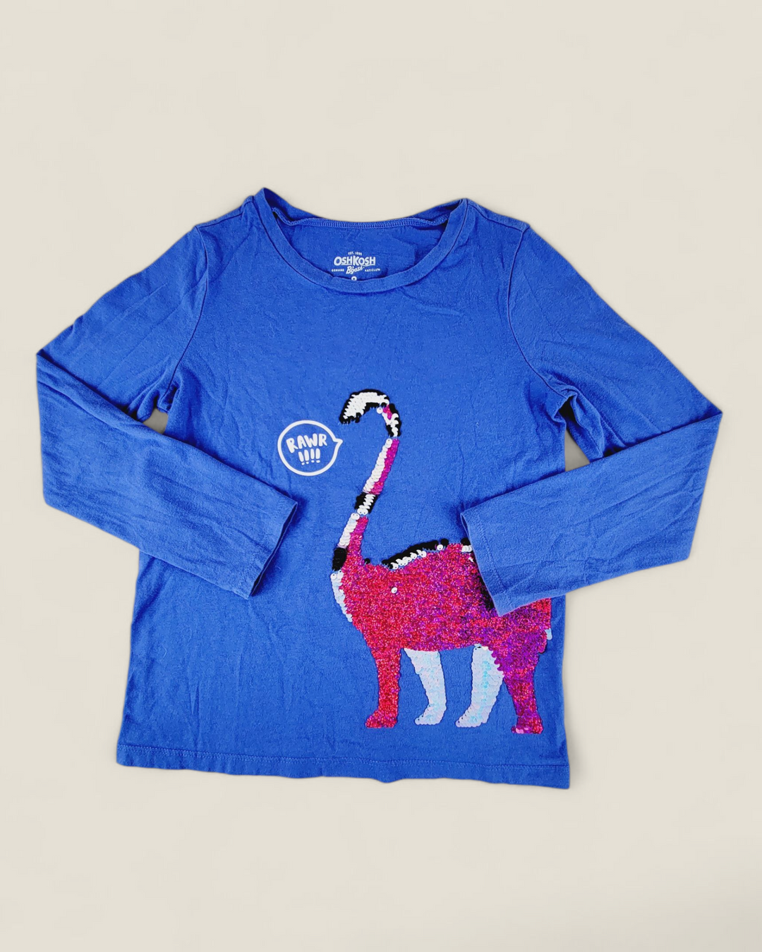 OSHKOSH SEQUINED DINOSAUR TOP GIRLS 8Y PRE-LOVED
