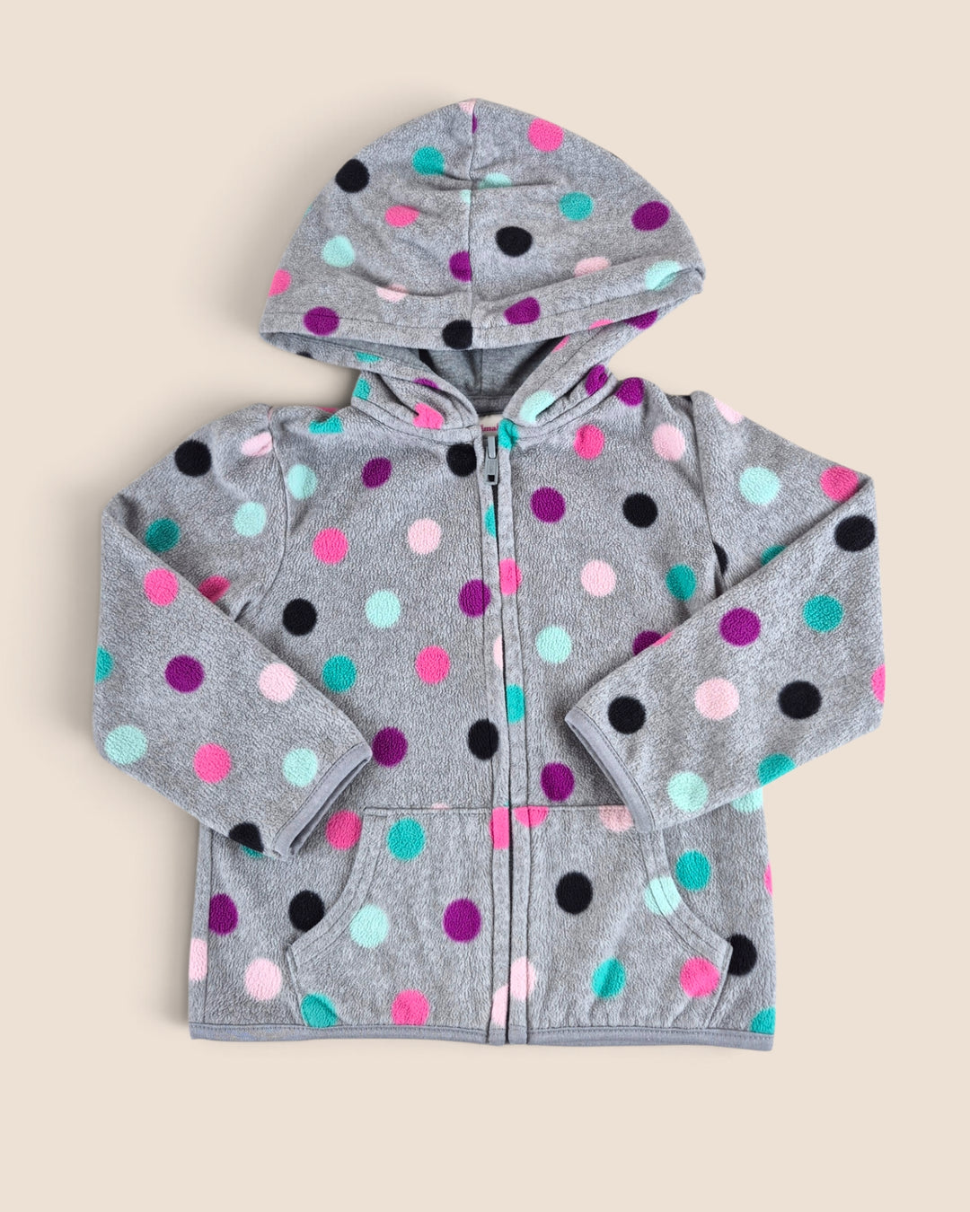 Pre-Loved Garanimals Grey Fleece Polka Dot Sweater Girls 2Y | Betty’s Marketplace