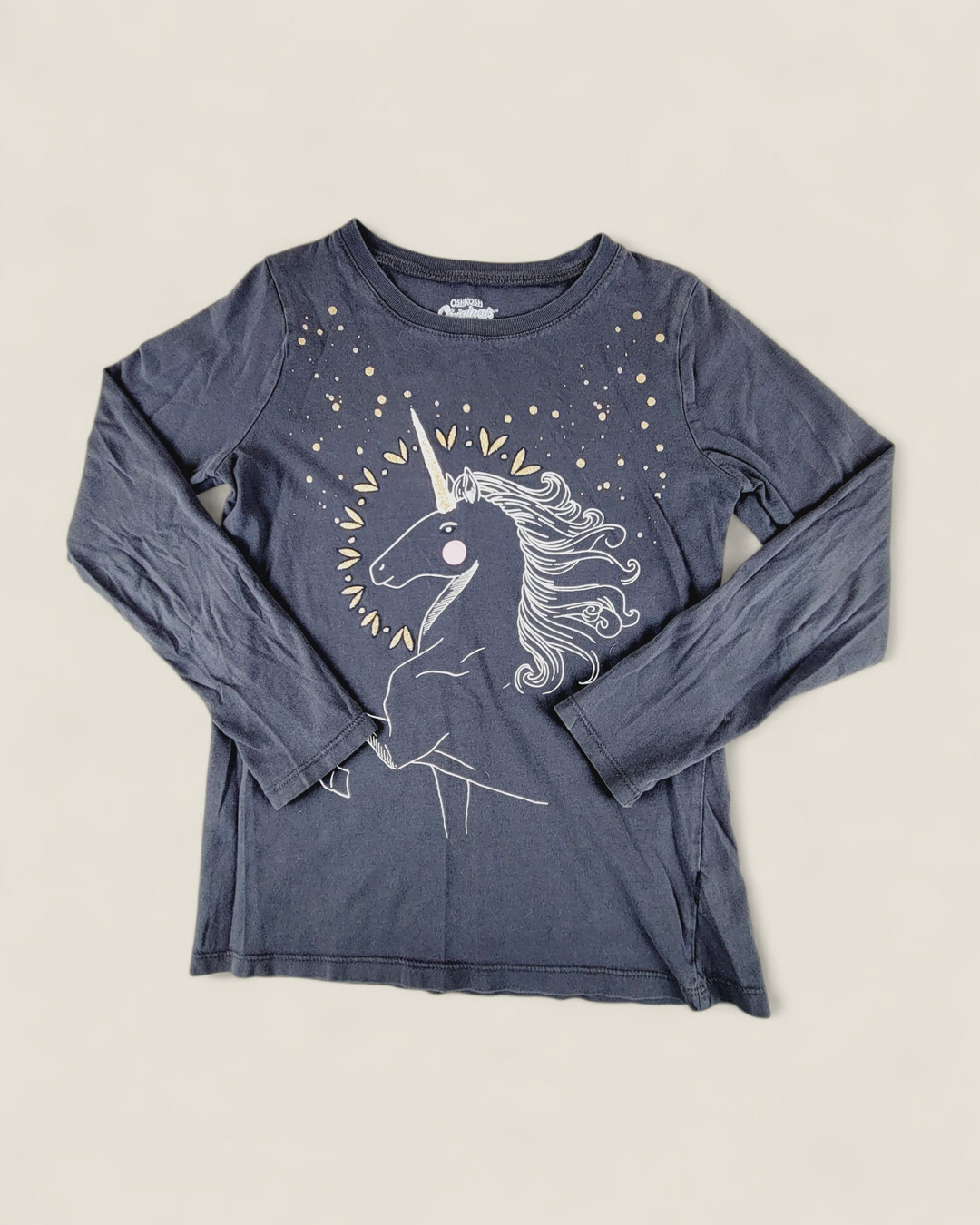 OSHKOSH GREY UNICORN TOP GIRLS 8Y PRE-LOVED