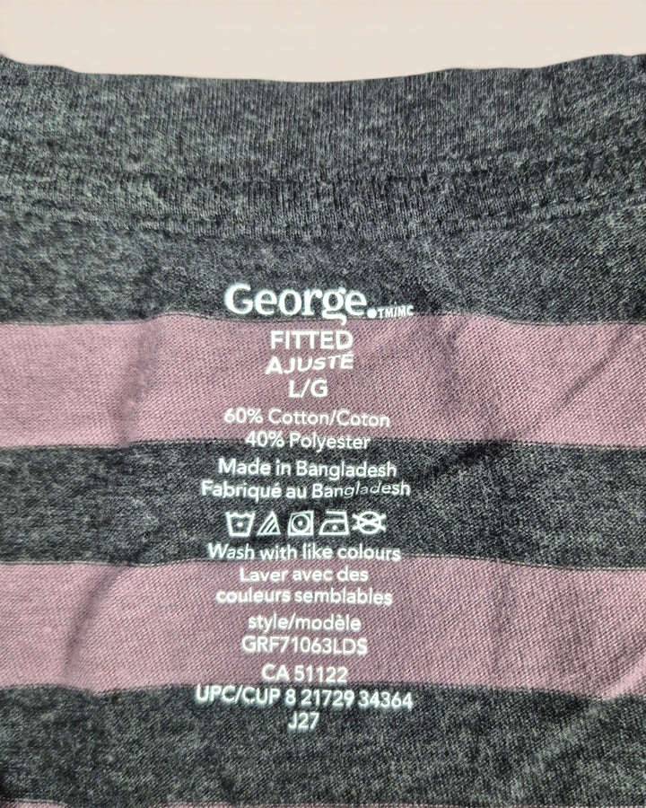 Pre-Loved George Purple Striped T Shirt Ladies Large | Betty’s Marketplace