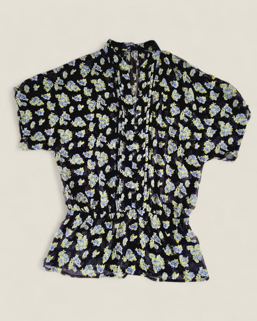 GEORGE SHEER FLORAL TOP LADIES MEDIUM PRE-LOVED