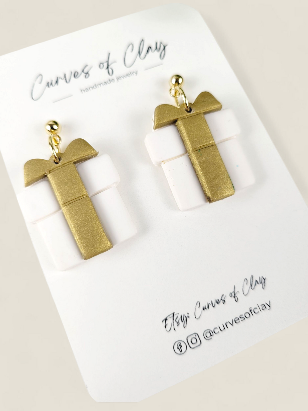 Curves of Clay, Holiday Dangle Earrings
