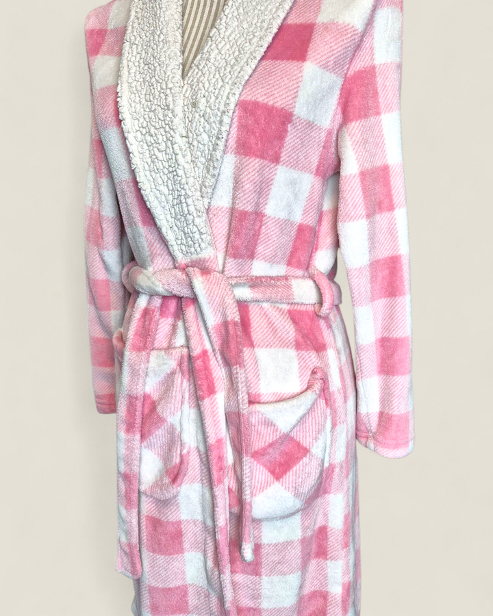 Pre-Loved Ardene Pink Plaid Housecoat Ladies XS | Betty’s Marketplace