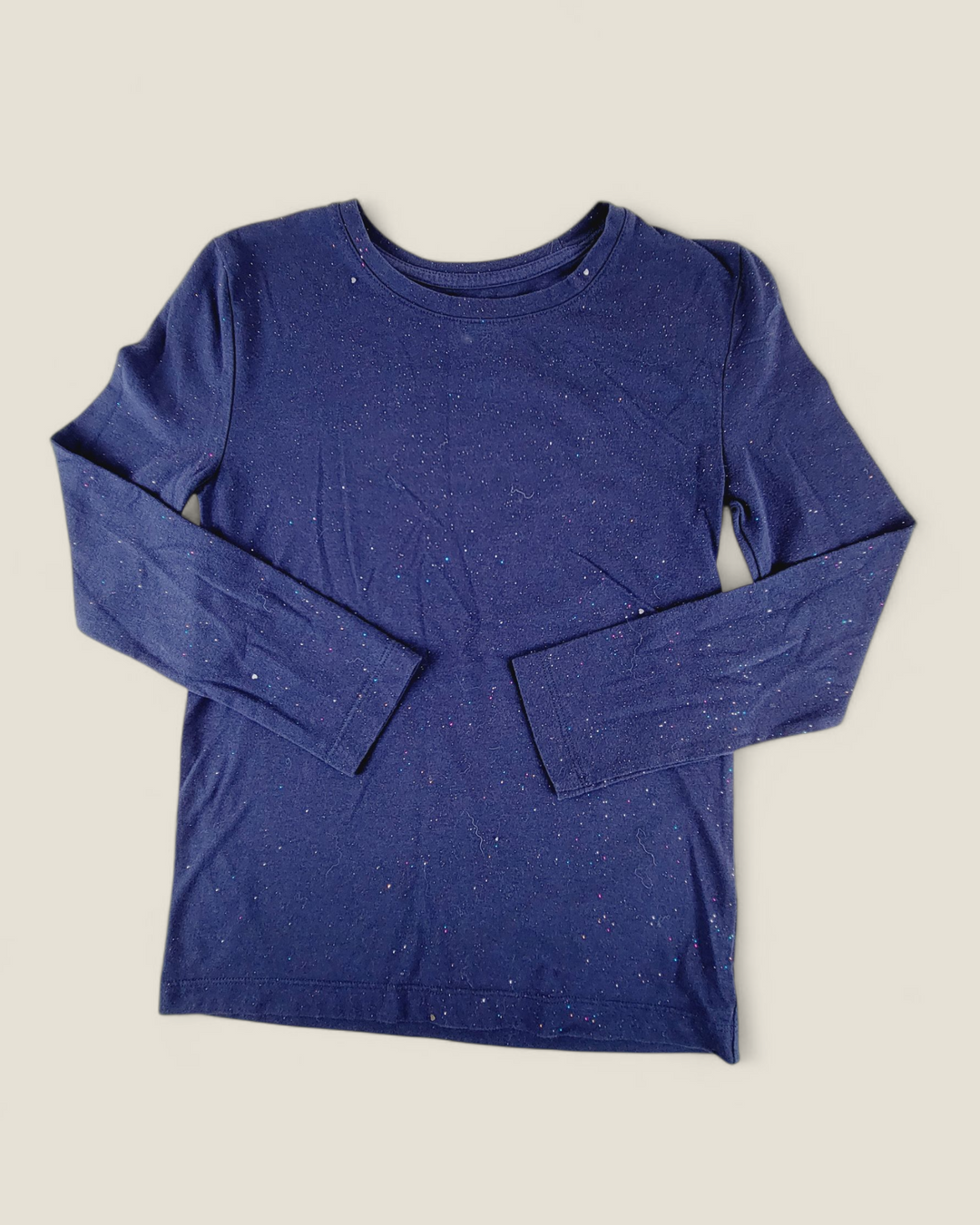 GEORGE NAVY GLITTER LONG SLEEVE TOP GIRLS 7-8Y PRE-LOVED