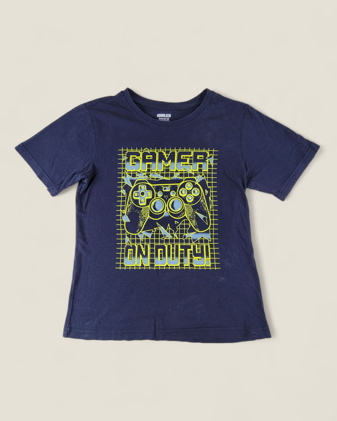 SURVIVAL GEAR NAVY GAMER TEE BOYS 10-12Y PRE-LOVED