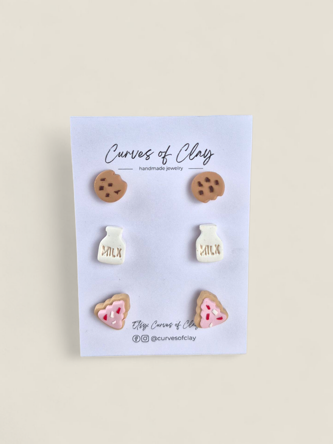 Curves of Clay, Holiday Stud Earrings 3 Pack