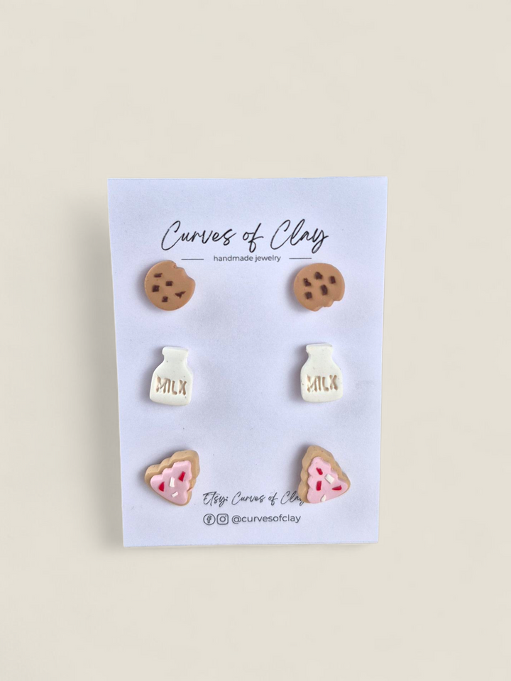 Curves of Clay, Holiday Stud Earrings 3 Pack