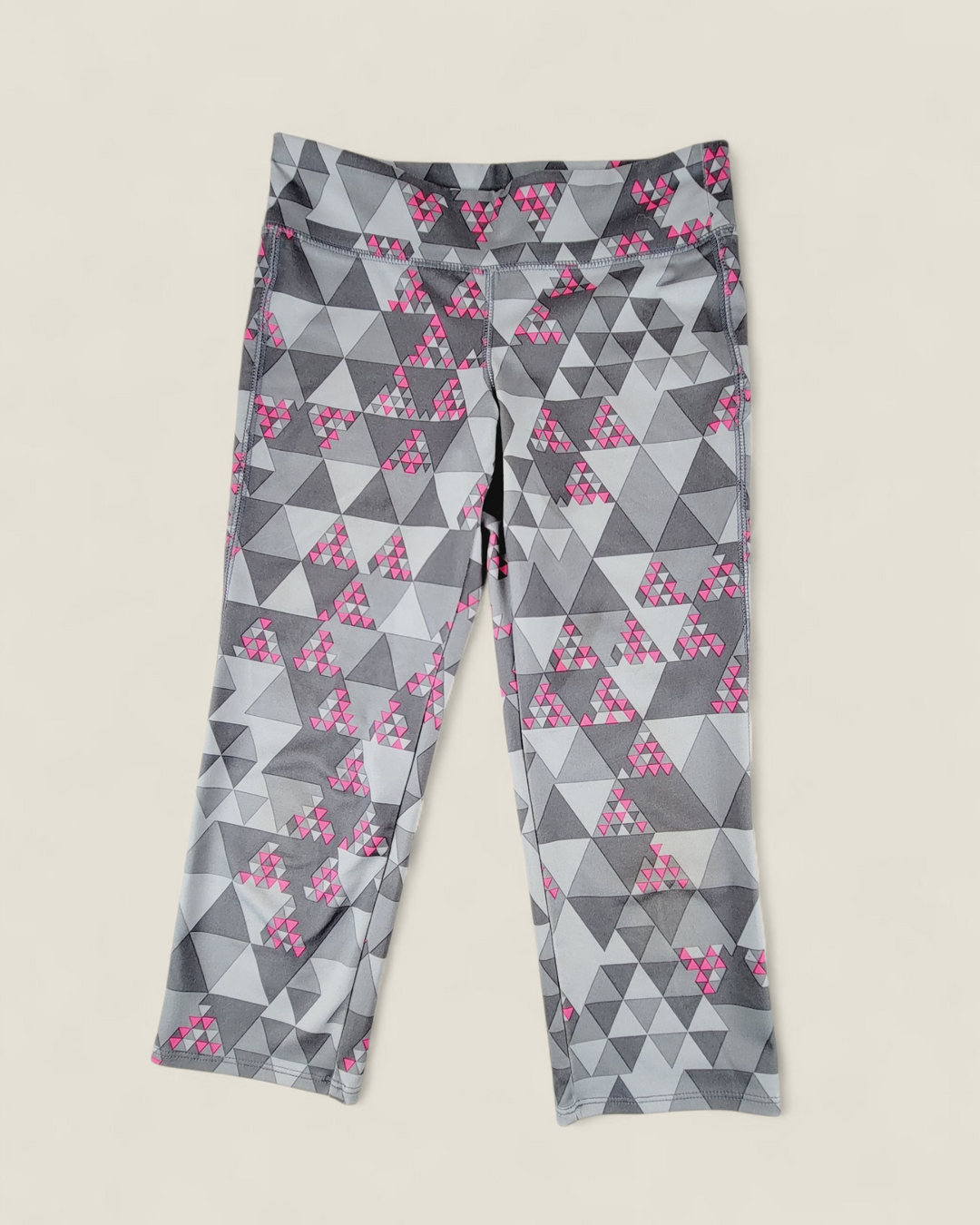 OLD NAVY GREY PATTERNED CAPRIS LEGGINGS GIRLS 10-12Y PRE-LOVED