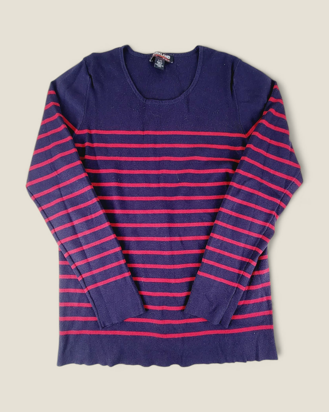 KIRKLAND RED & NAVY STRIPED SWEATER LADIES LARGE PRE-LOVED