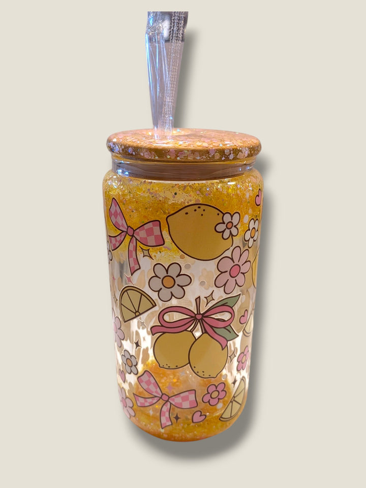 Lindsay's Creations, Fog & Glitter Glass Tumbler with Lid