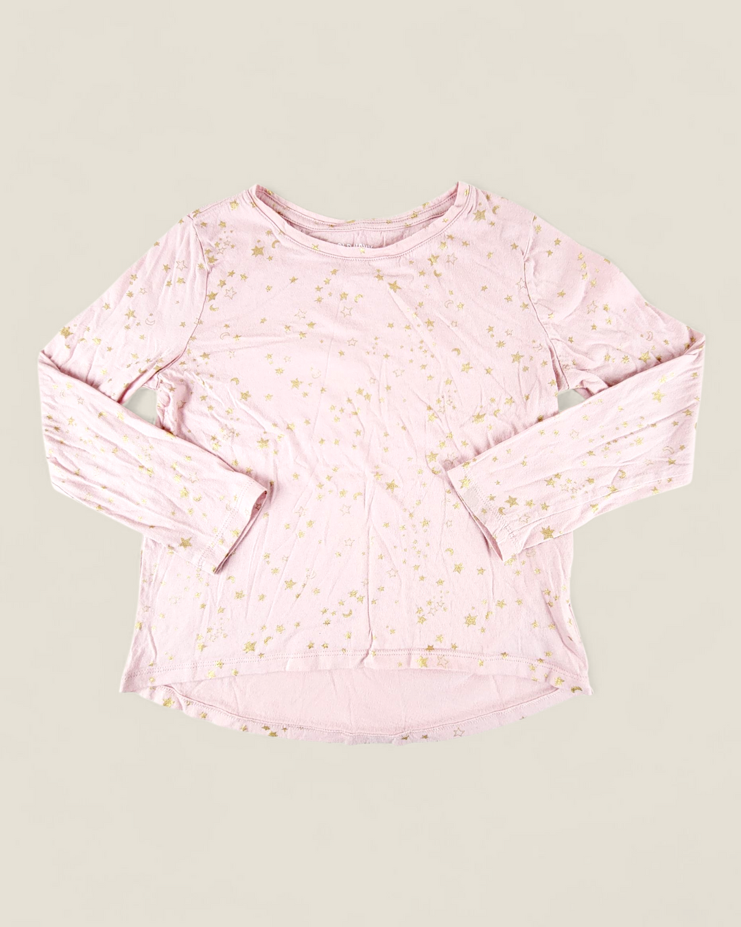 OLD NAVY PINK WITH GOLD STARS LONG SLEEVE TOP GIRLS 8Y PRE-LOVED