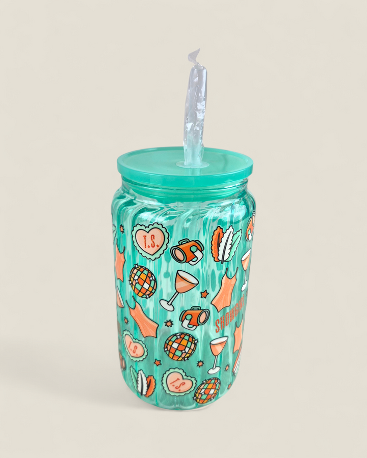 Lindsay's Creations, Fog & Glitter Glass Tumbler with Lid