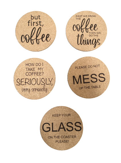 Rough Cut Dezigns, Cork Coasters