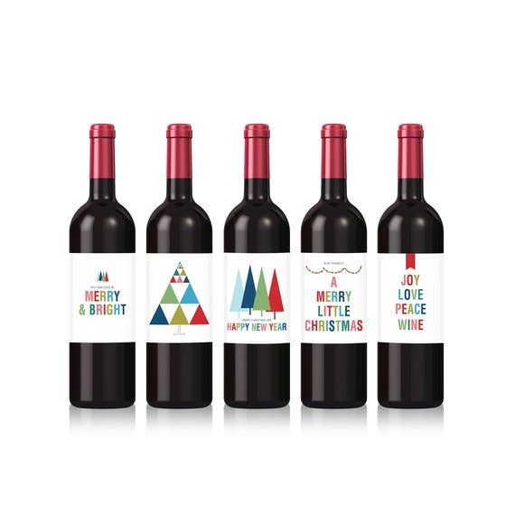 Merrily Designs, Wine Bottle Label 5 Packs