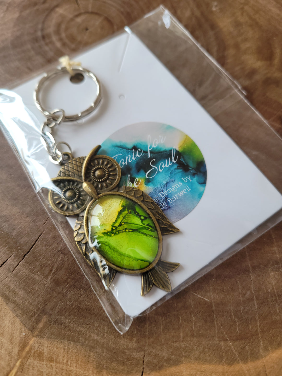 Tonic for the Soul, One of a Kind Fluid Art Cabochon Keychains