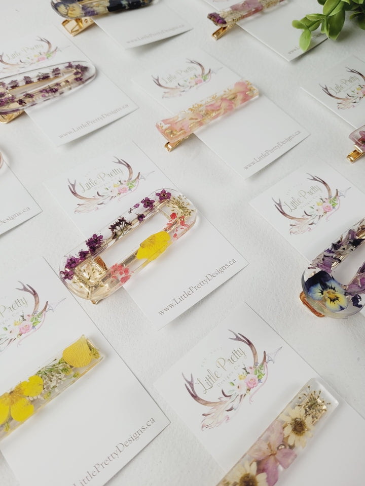 Little Pretty Designs, Pressed Floral Hair Clips