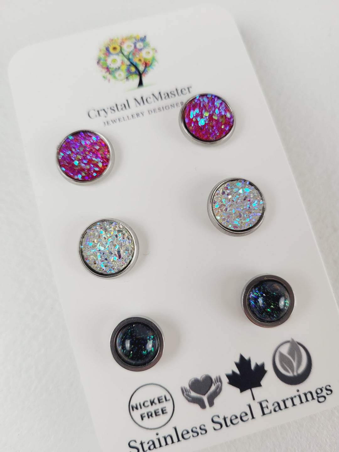 Crystal McMaster Jewellery, 3 Pack Stud Cabochons