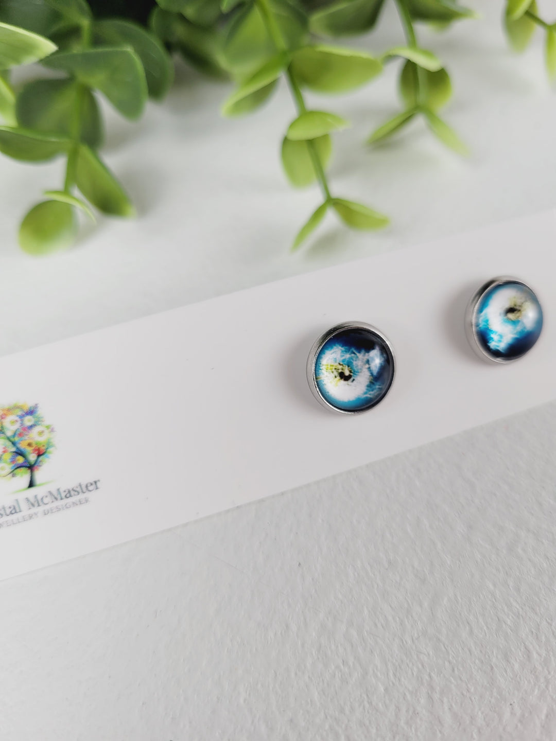 Crystal McMaster Jewellery, Stainless Steel Cabochon Studs