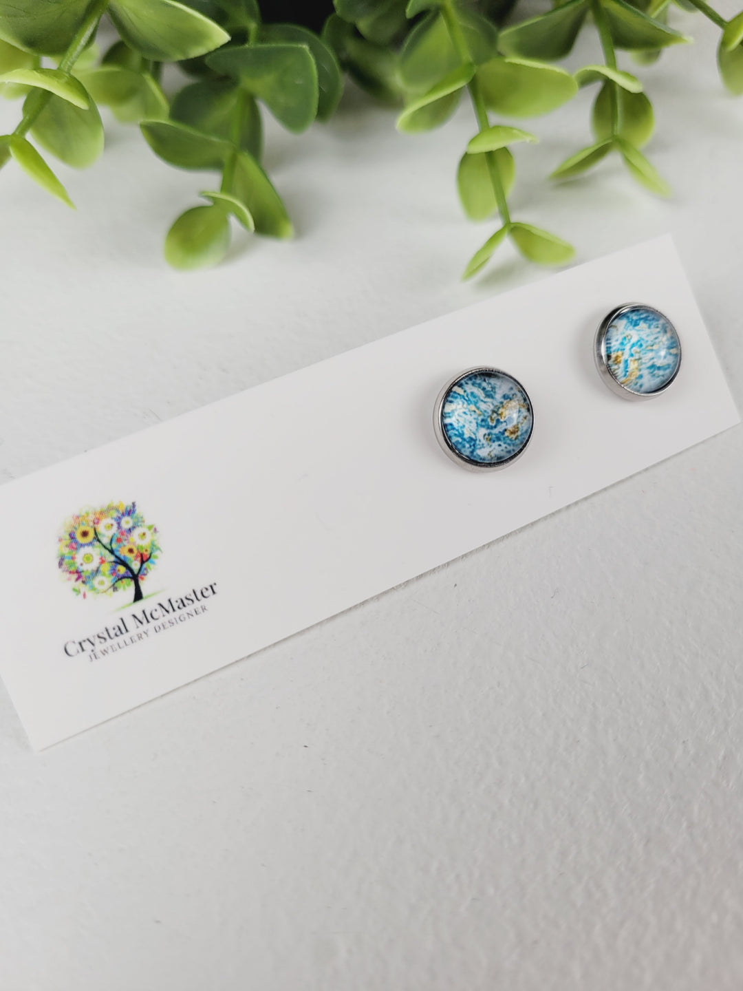 Crystal McMaster Jewellery, Stainless Steel Cabochon Studs