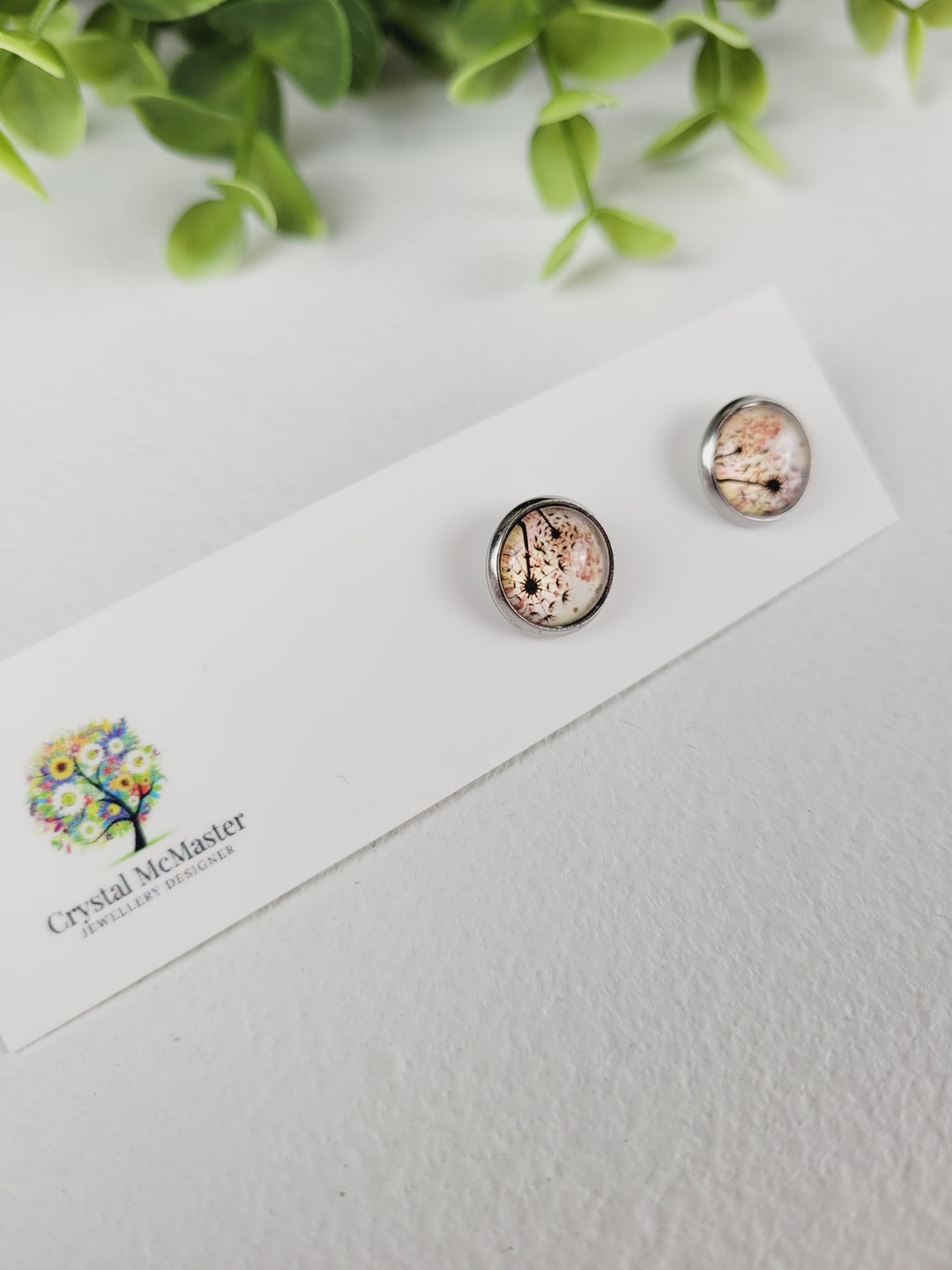 Crystal McMaster Jewellery, Stainless Steel Cabochon Studs