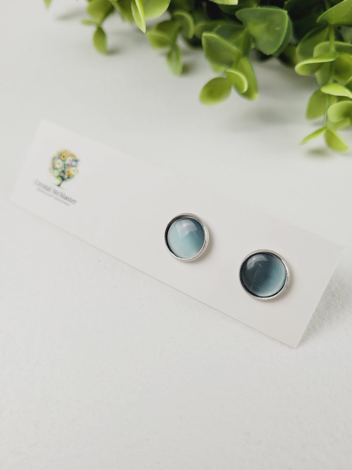 Crystal McMaster Jewellery, Stainless Steel Cabochon Studs