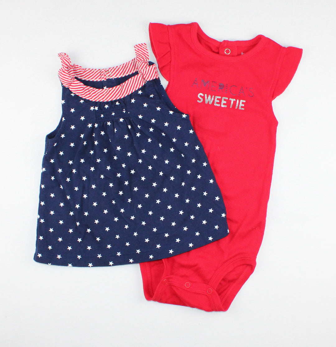 CARTER'S RED & BLUE OUTFIT 12M EUC
