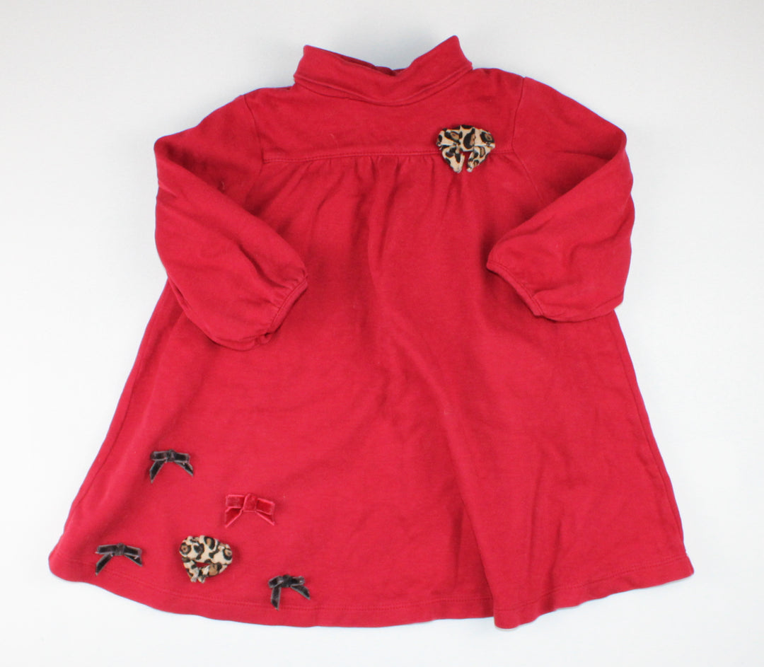 GYMBOREE RED LS DRESS 12-18M PRE-LOVED