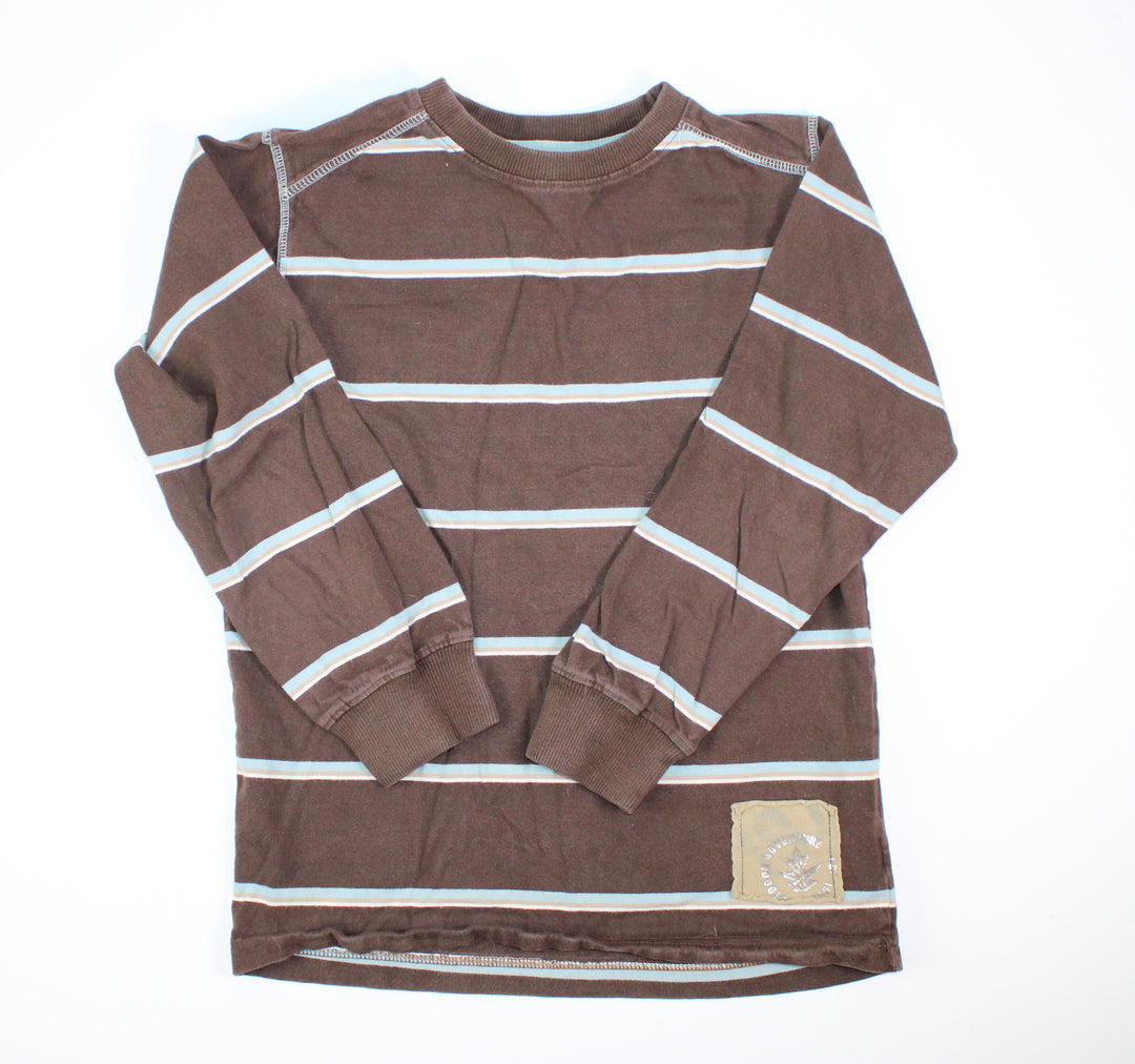 WOODLAND BROWN LS STRIPED TOP 10Y EUC