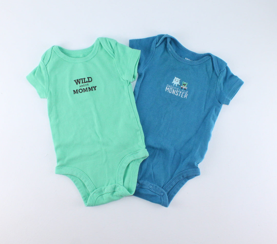 CARTERS 2 PACK ONESIES 3M EUC