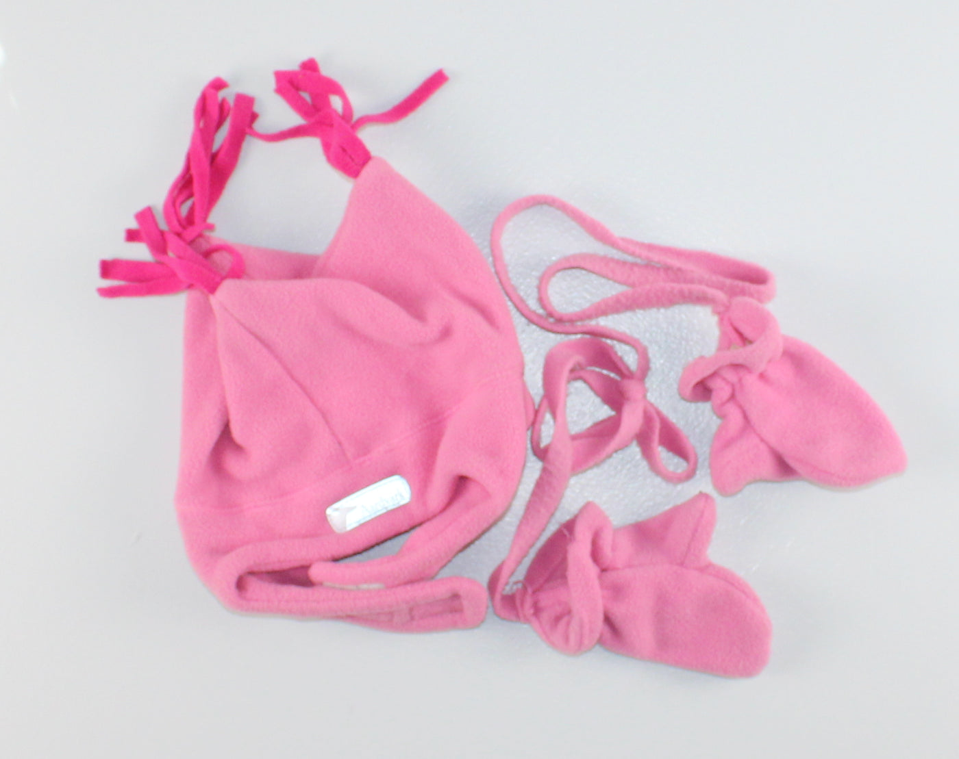 PINK HAT/MITT SET 12-24M EUC